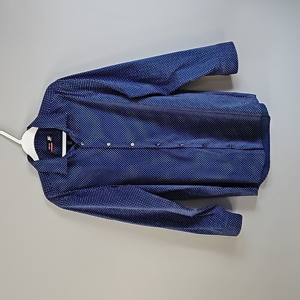 J.Ferrar Navy and White Dress  Shirt, Slim, Stretch